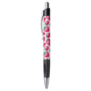 Stylo Fraise rose sur l'arrière - plan blanc