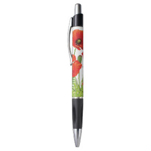 Stylo Frontière horizontale avec le pavot rouge
