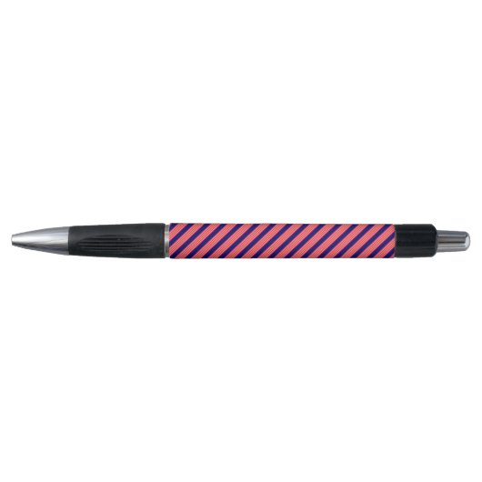 Stylo Fuchsia et rayures jaunes avec bleu marine (Devant)