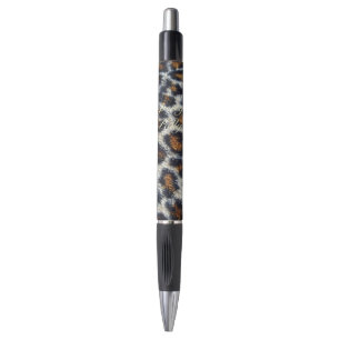 Stylo funky fun fluffy empreinte de léopard motif origin