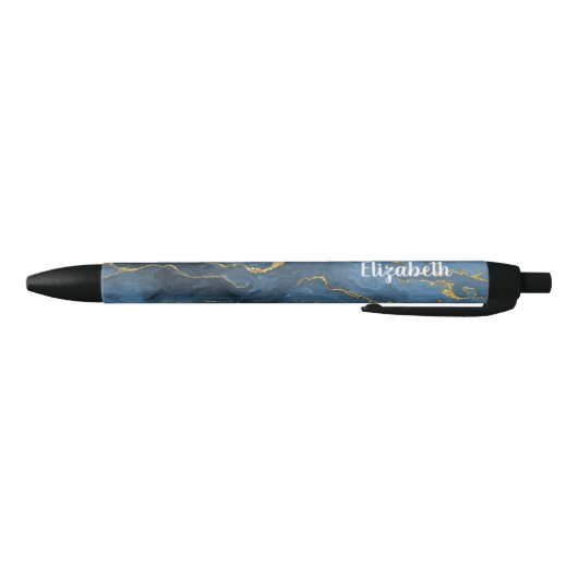 Stylo géode d'agate dorée bleu marine moderne (Bas)