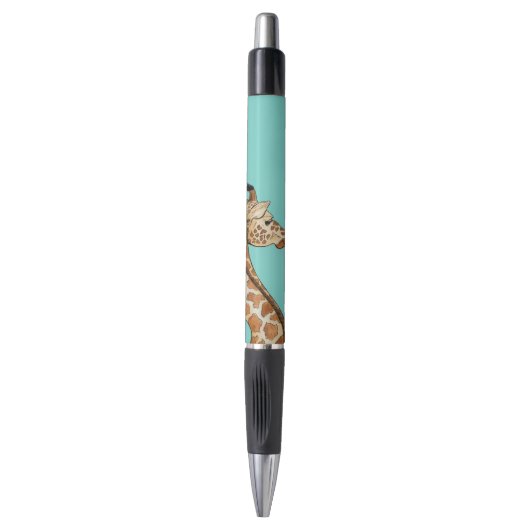 Stylo Girafe avec l'arrière - plan turquoise (Devant (Vertical))