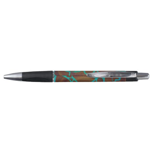 Stylo Giraffe Impression Brown et Turquoise (Dos)