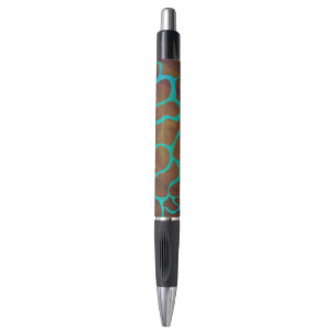 Stylo Giraffe Impression Brown et Turquoise