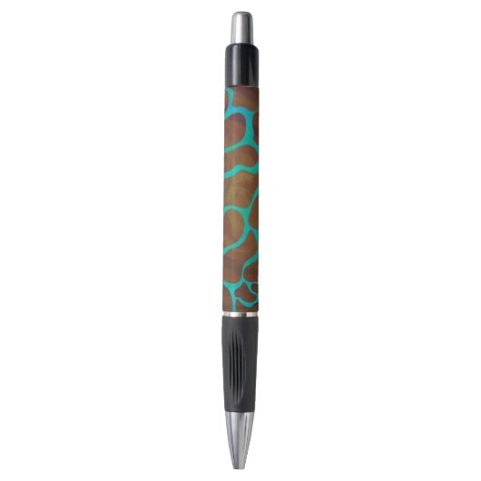 Stylo Giraffe Impression Brown et Turquoise (Devant (Vertical))