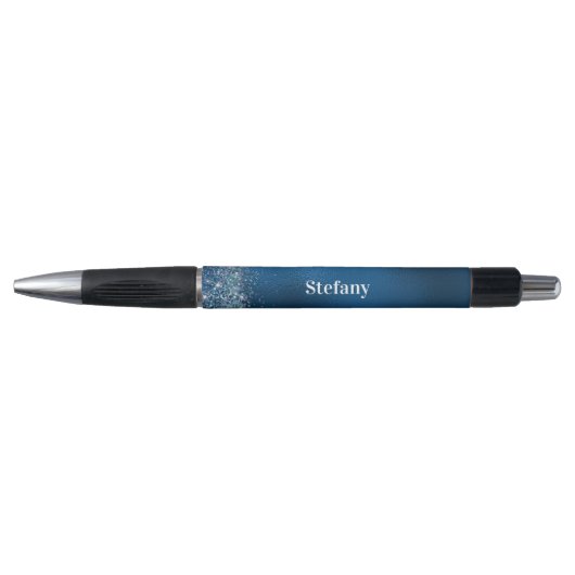 Stylo Glitter Royal Blue Foil Nom individuel (Devant)
