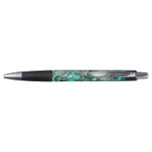 Stylo Glitterie Turquoise Fleurs Et Queue De Sirène Nom  (Dos)