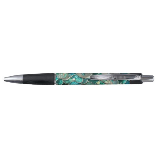 Stylo Glitterie Turquoise Fleurs Et Queue De Sirène Nom  (Dos)