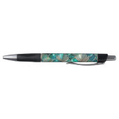 Stylo Glitterie Turquoise Fleurs Et Queue De Sirène Nom  (Bas)