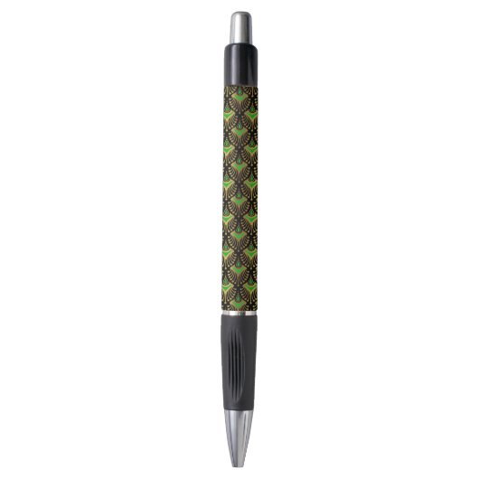 Stylo Gold et Green sur le Motif Art déco noir (Devant (Vertical))