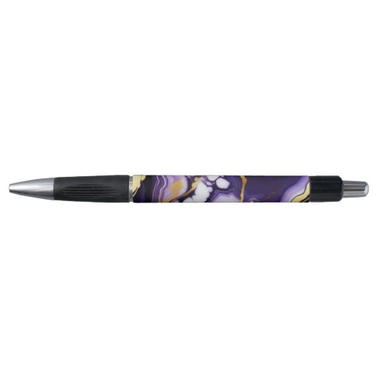 Stylo Gras Trendy violet jaune or faux marbre (Devant)