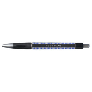 Stylo Grec Fret Arabesque Bleu, Votre Nom, Personnaliser