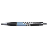 Stylo Gris Zigzag, Gris Chevron, Motif Zigzag, Bleu (Dos)