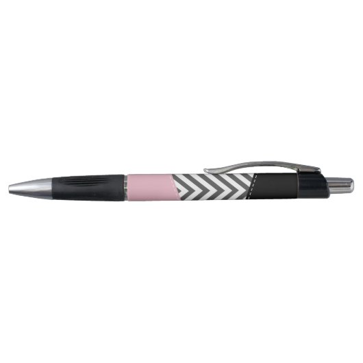 Stylo Gris Zigzag, Gris Chevron, Motif Zigzag, Rose (Haut)