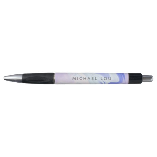 Stylo Holographie unique du marbre bleu Lavander Iridesc (Devant)