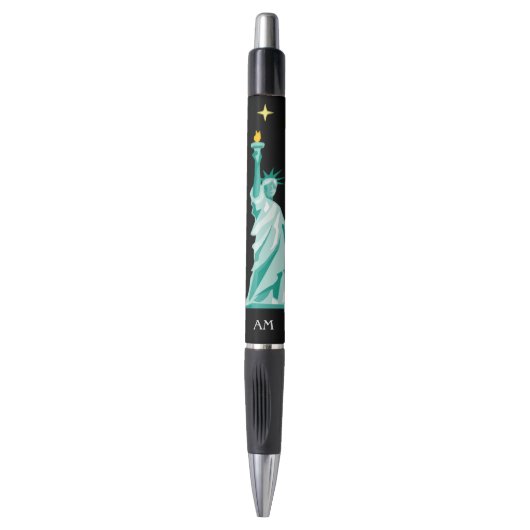 Stylo Image & monogramme de la statue de la Liberté vert (Devant (Vertical))