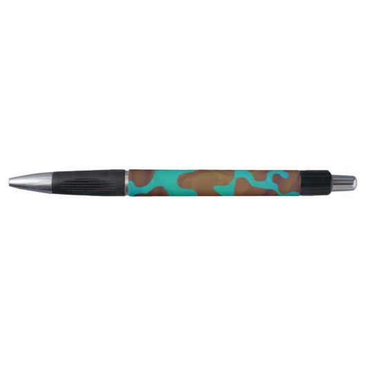 Stylo Impression Brown et Turquoise de vache (Devant)