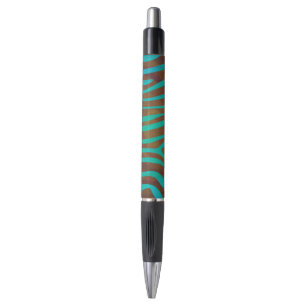 Stylo Impression Brown et Turquoise Zebra