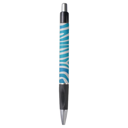 Stylo Impression en bleu et blanc Zebra (Devant (Vertical))