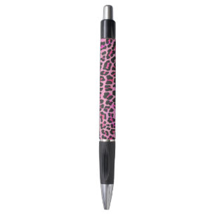 Stylo Impression noir léopard et rose chaud
