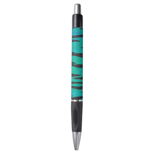 Stylo Impression Tigre Noir et Sarcelle (Devant (Vertical))