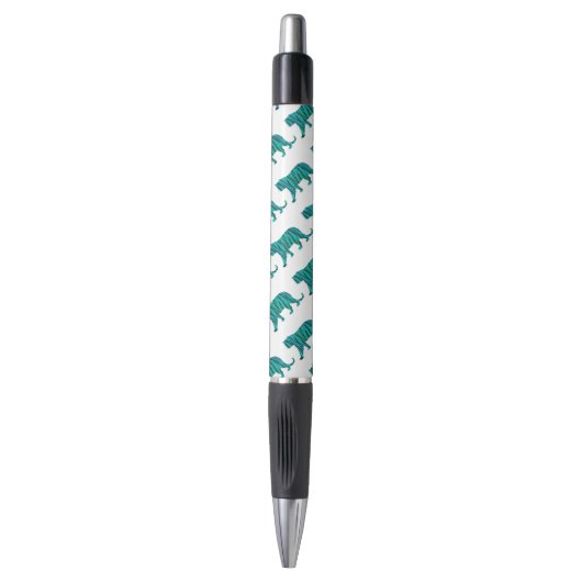Stylo Impression Tigre Noir et Sarcelle (Devant (Vertical))