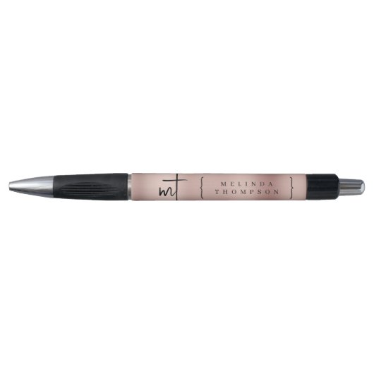 Stylo Initiales Monogramme en Rose Gold Typographie Scri (Devant)