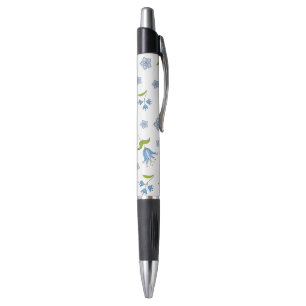 Stylo Joli motif de fleurs bleues Delicate