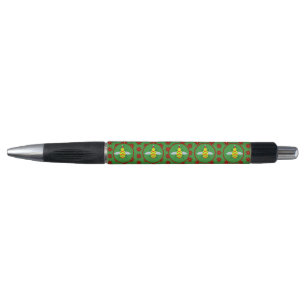 Stylo Jolie abeille de Noël et fleurs de Poinsettia