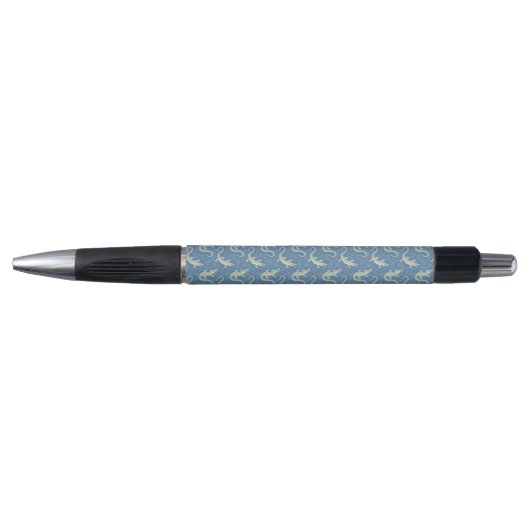 Stylo Jouer Alligator Vert Paisley sur Bleu (Devant)