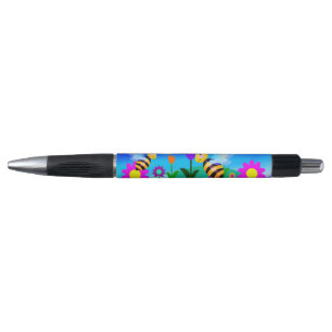 Stylo Joyeuses abeilles dans un champ de fleurs
