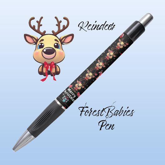 Stylo Joyeux Noël Reindeer Xmas Cerf Noir 🦌 ✨
