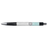 Stylo La rétro turquoise élégante et le monogramme gris (Devant)
