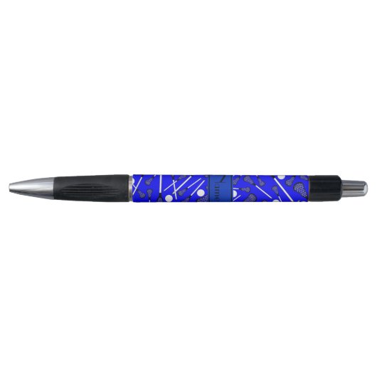 Stylo Lacrosse bleue nommée personnalisée (Devant)