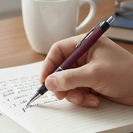 Stylo Leather Look Maroon Pen with Customizable Name