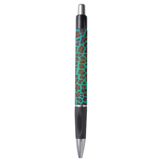 Stylo Léopard Brown et Turquoise (Devant (Vertical))