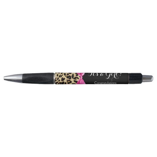 Stylo Leopard Hot rose Bow C'est un Baby shower Safari f (Devant)