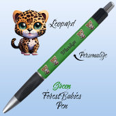 Stylo Leopard, mignonne unique Whimsical Kitty Chat Vert