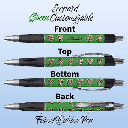 Stylo Leopard, mignonne unique Whimsical Kitty Chat Vert