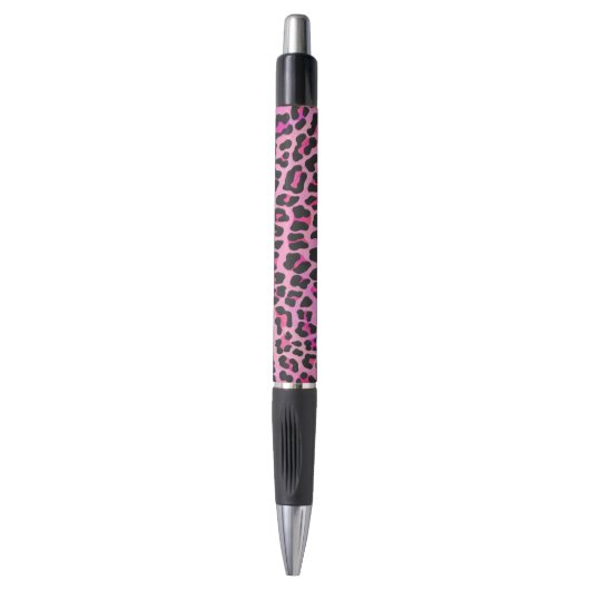 Stylo Léopard noir et rose chaud (Devant (Vertical))
