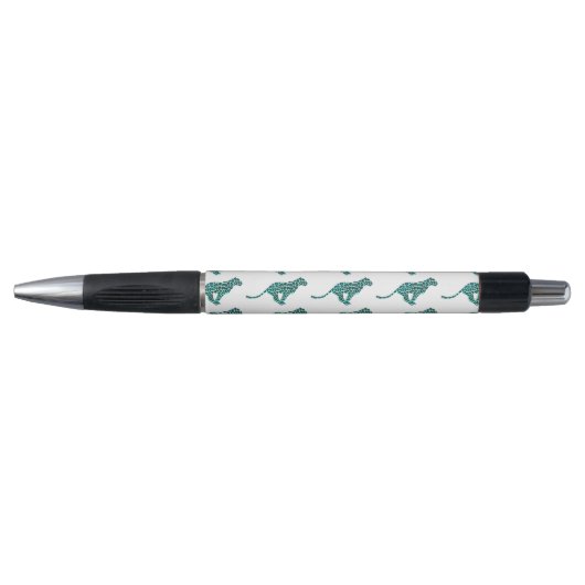 Stylo Léopard noir et Turquoise (Devant)