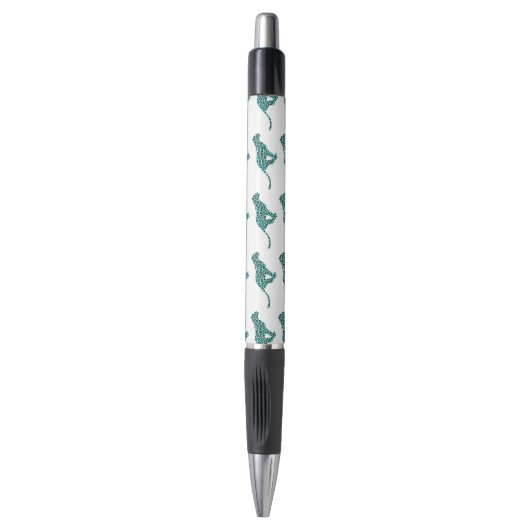 Stylo Léopard noir et Turquoise (Devant (Vertical))