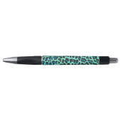 Stylo Léopard noir et Turquoise (Devant)