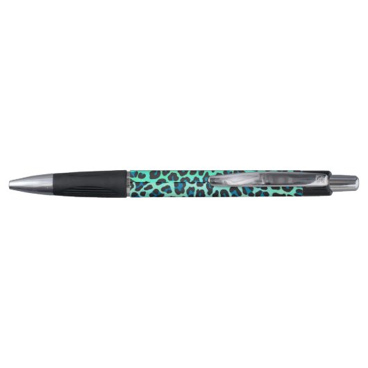 Stylo Léopard noir et Turquoise (Dos)