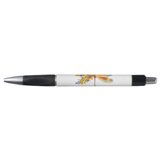 Stylo libellule de fleurs jaunes (Devant)