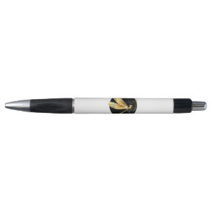 Stylo libellule d'or en cercle noir