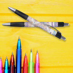 Stylo Lila Flower Mandala Colorful motif personnalisé