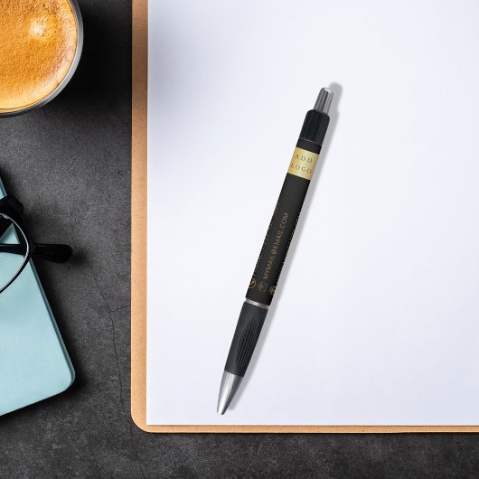 Stylo Logo de l'entreprise en or noir Nom du téléphone