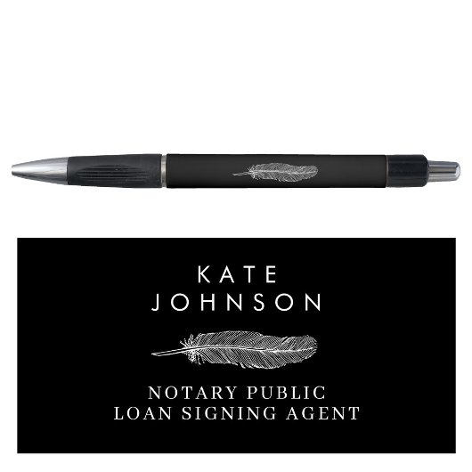 Stylo Logo de plume de notaire noir Notary Signing Agent