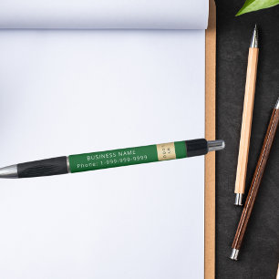 Stylo Logo de société vert forêt nom numéro de téléphone